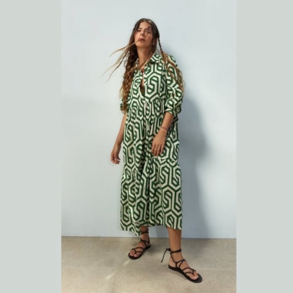 Zara Women's The Karen Geometric Print Midi Dress